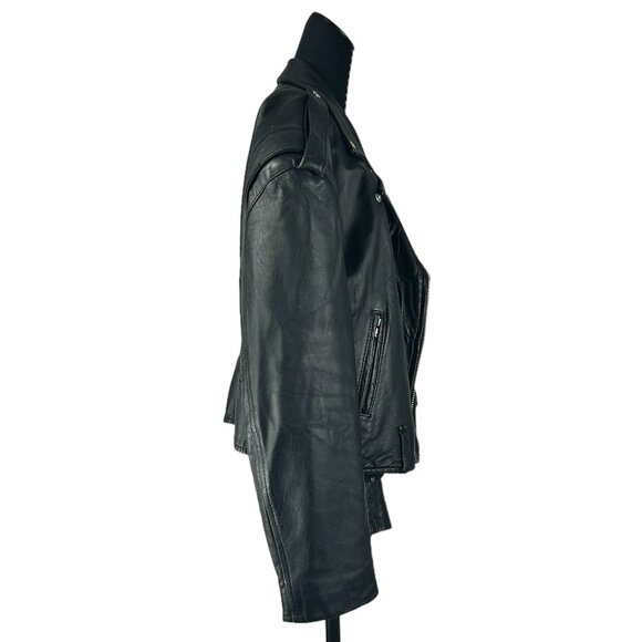 Black Biker Style Leather Jacket (Cosa Nova) - Picture 4 of 7